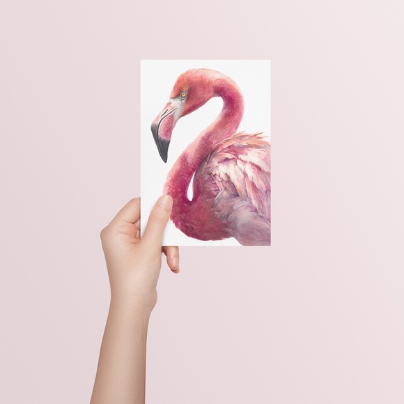 Watercolor Flamingo Wall Art Print, Unframed - Vibrant Tropical Elegance - Picture 5 of 7